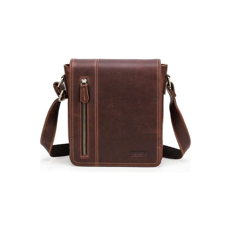 Bolsa Ombro Masculina Luxuosa Com Aba Couro Compacta Crossbody