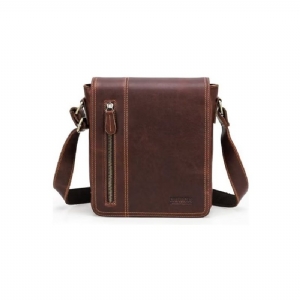 Bolsa Ombro Masculina Luxuosa Com Aba Couro Compacta Crossbody