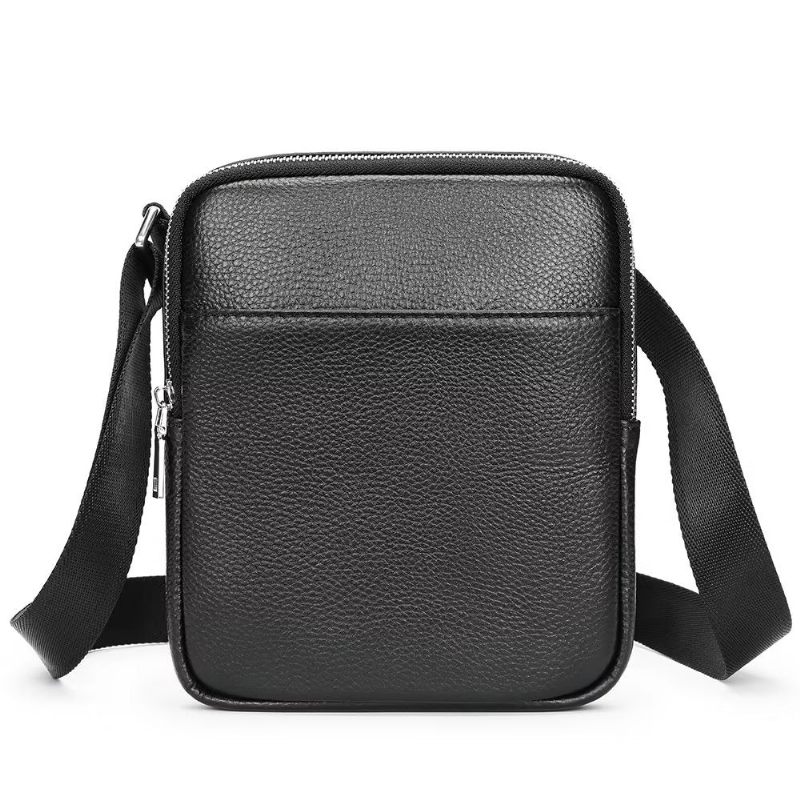 Bolsa Ombro Masculina Luxuosa Com Aba Couro Cravejada Crossbody - Preto