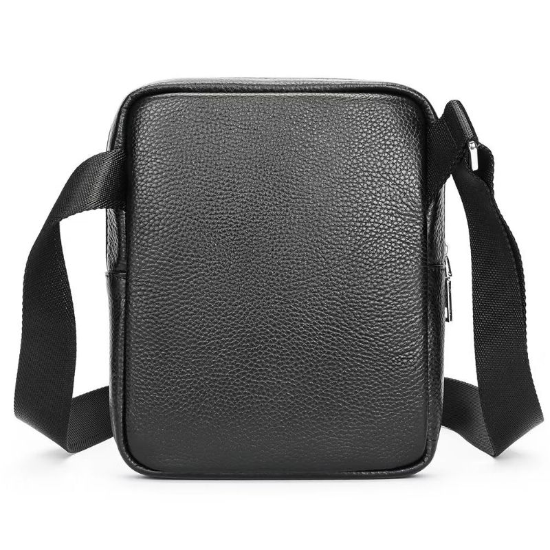 Bolsa Ombro Masculina Luxuosa Com Aba Couro Cravejada Crossbody - Preto