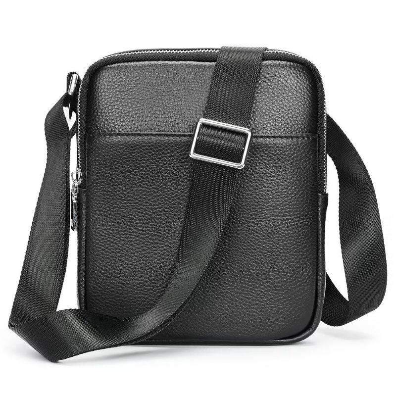 Bolsa Ombro Masculina Luxuosa Com Aba Couro Cravejada Crossbody - Preto