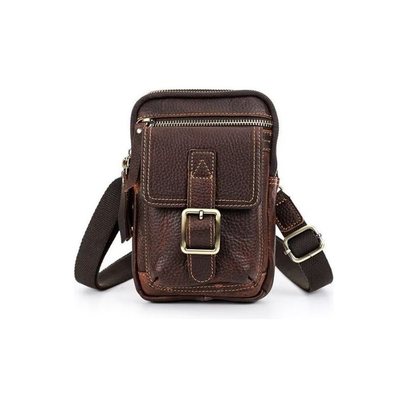 Bolsa Ombro Masculina Luxuosa Com Aba Couro Crossbody