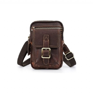 Bolsa Ombro Masculina Luxuosa Com Aba Couro Crossbody