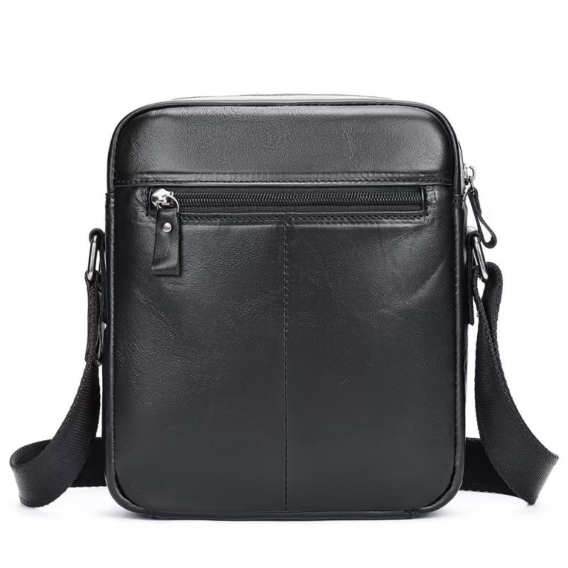 Bolsa Ombro Masculina Luxuosa Com Aba Couro Franjas Crossbody - Preto