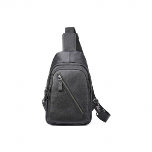 Bolsa Ombro Masculina Luxuosa Com Zíper Em Couro Crossbody