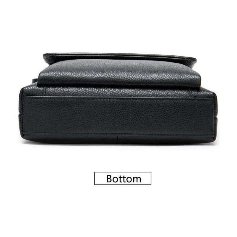 Bolsa Ombro Masculina Luxuosa Com Zíper Exótico Mensageiro Couro - Preto