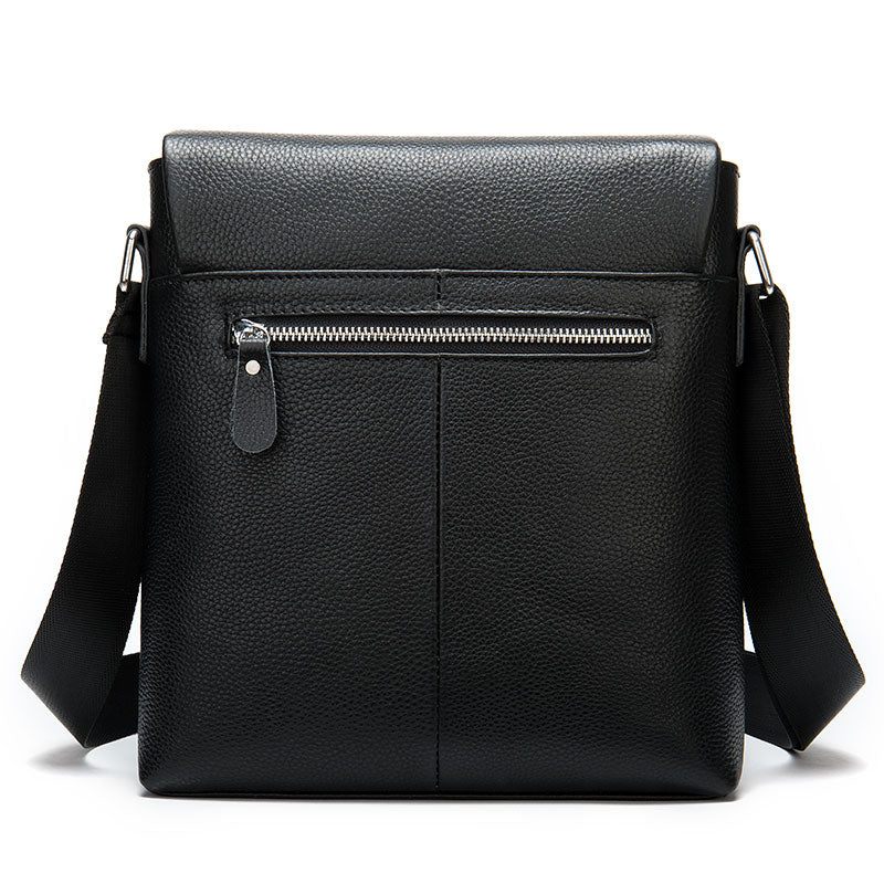 Bolsa Ombro Masculina Luxuosa Com Zíper Exótico Mensageiro Couro - Preto