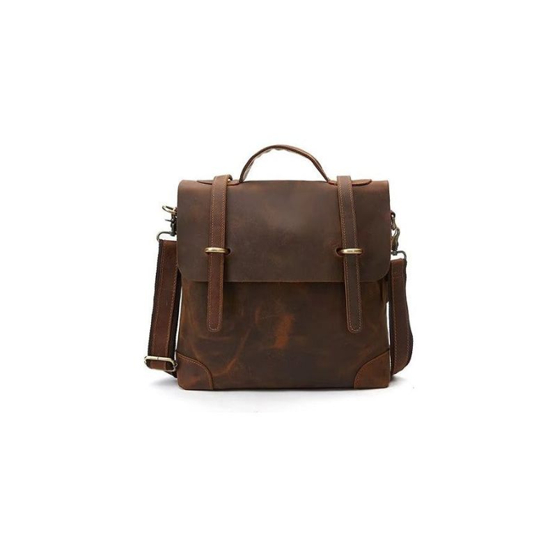 Bolsa Ombro Masculina Luxuosa Couro Crazy Horse - Café