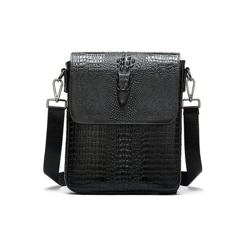 Bolsa Ombro Masculina Luxuosa Couro Crocodilo Vintage Transversal