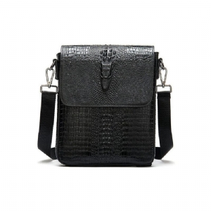 Bolsa Ombro Masculina Luxuosa Couro Crocodilo Vintage Transversal