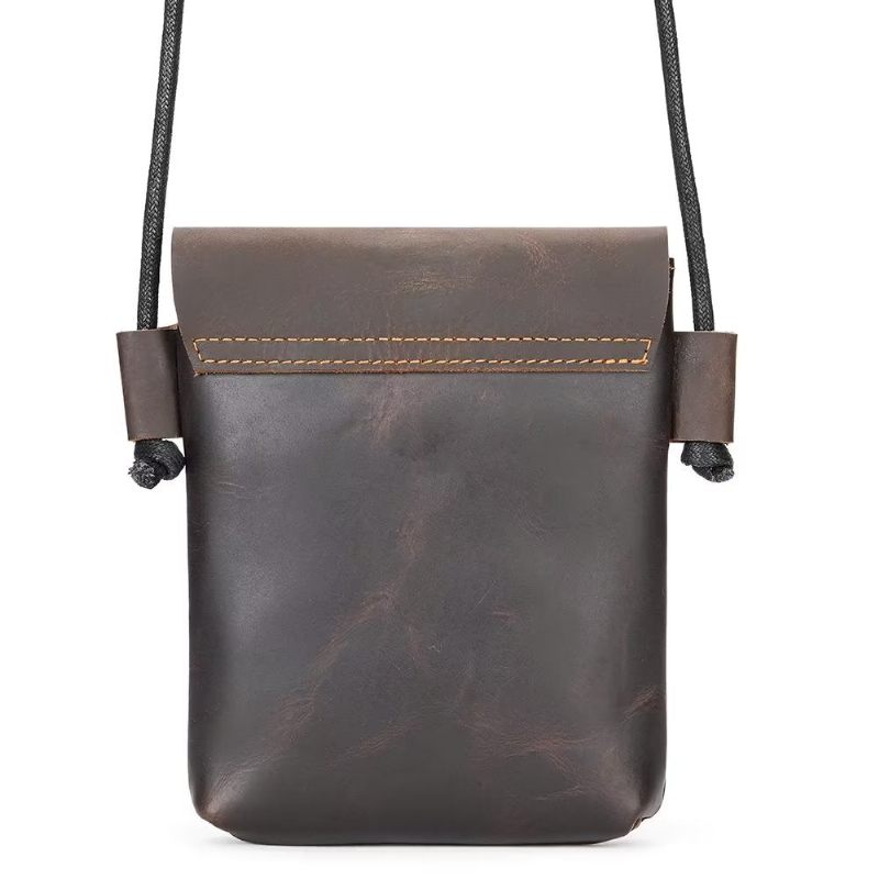 Bolsa Ombro Masculina Luxuosa Crossbody Couro Crazy Horse - Café