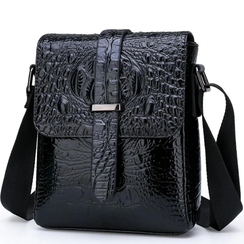 Bolsa Ombro Masculina Luxuosa Mensageiro Com Aba Jacaré - Preto