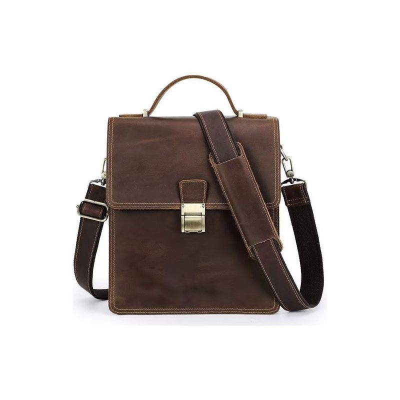 Bolsa Ombro Masculina Luxuosa Mensageiro Crossbody Coleção Vintage Crazy Horse