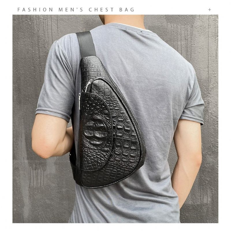 Bolsa Ombro Masculina Mensageiro Couro Com Sela Exótica - Preto