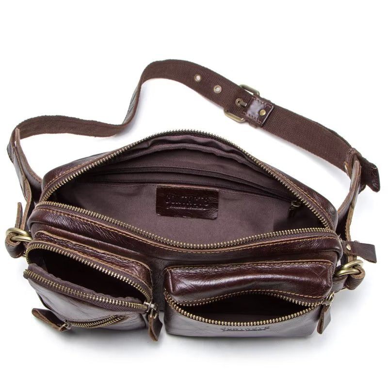 Bolsa Ombro Masculina Multifuncional Luxuosa Cintura Atlética - Café