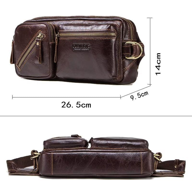 Bolsa Ombro Masculina Multifuncional Luxuosa Cintura Atlética - Café