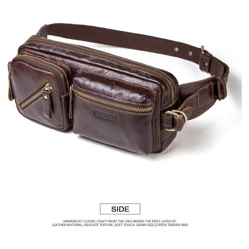 Bolsa Ombro Masculina Multifuncional Luxuosa Cintura Atlética - Café