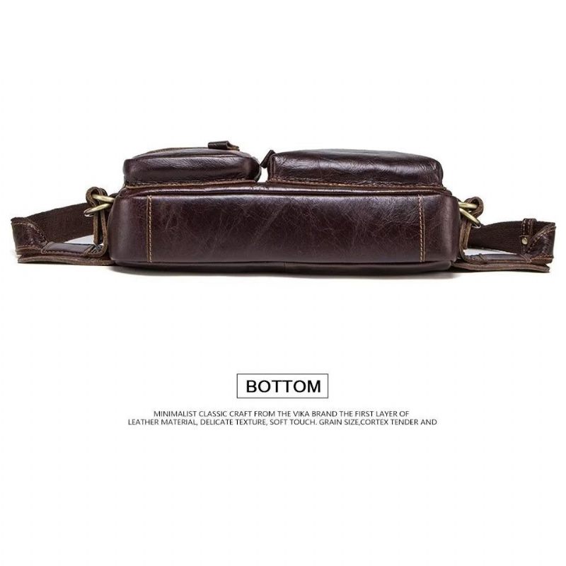 Bolsa Ombro Masculina Multifuncional Luxuosa Cintura Atlética - Café