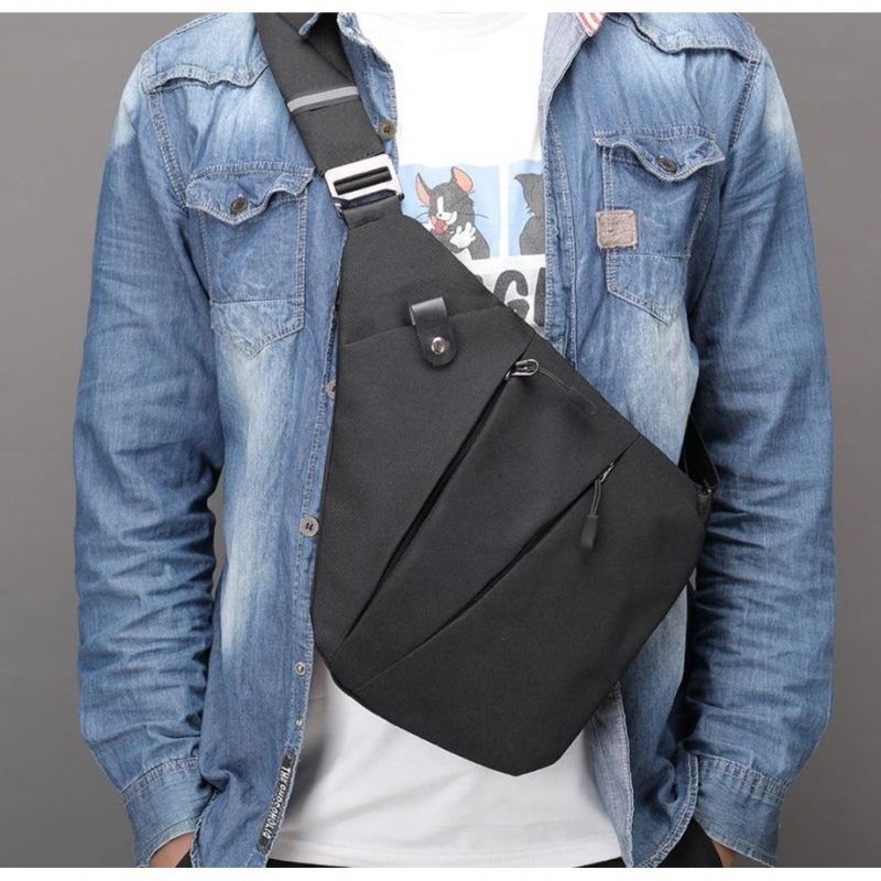 Bolsa Ombro Masculina À Prova D'água Mensageiro Crossbody - Preto