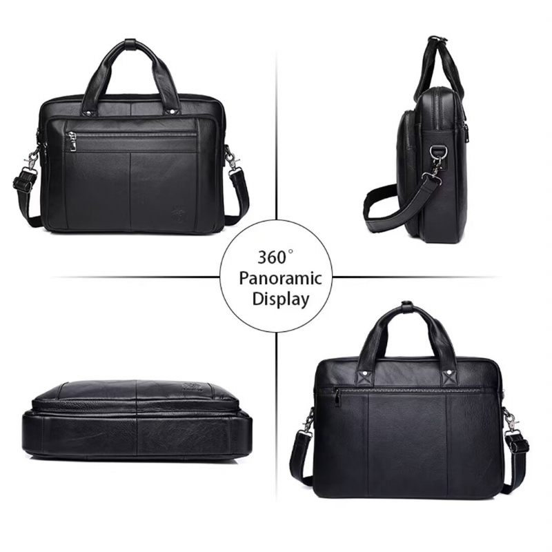 Bolsa Ombro Masculina Quadrada Couro Soberano - Preto