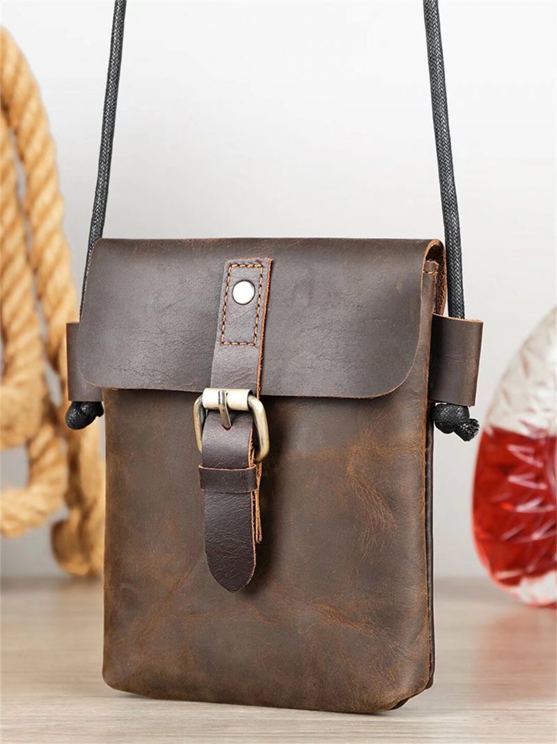 Bolsa Ombro Masculina Urbane Edge Couro Jacaré - Café