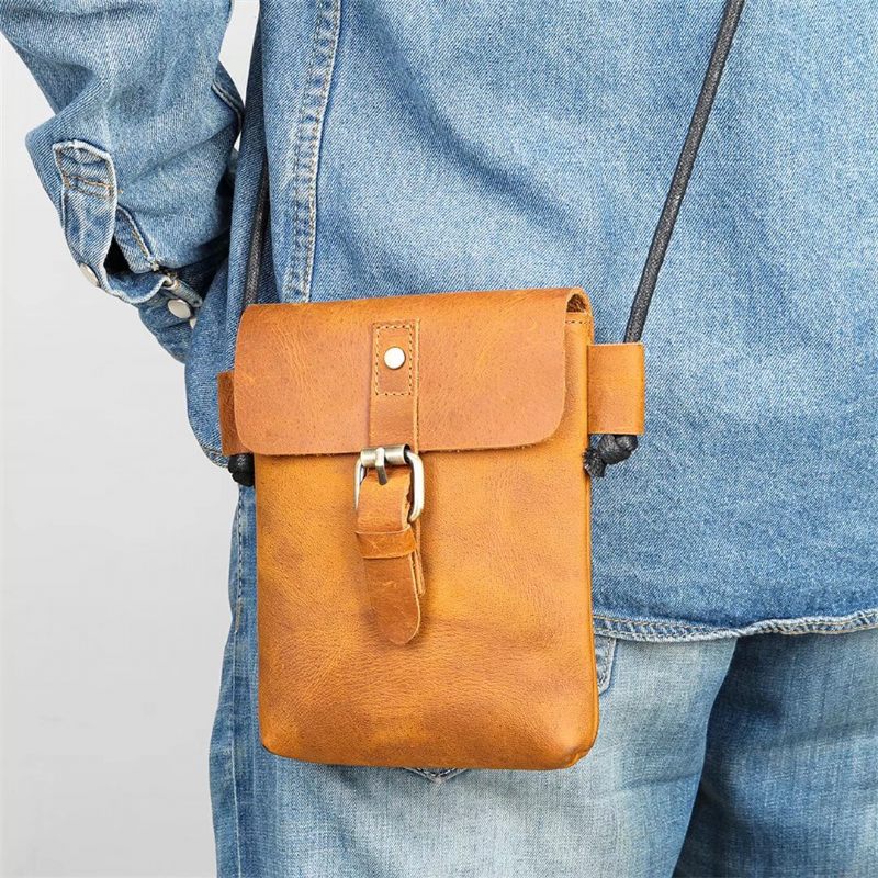 Bolsa Ombro Masculina Urbane Edge Couro Jacaré - Café