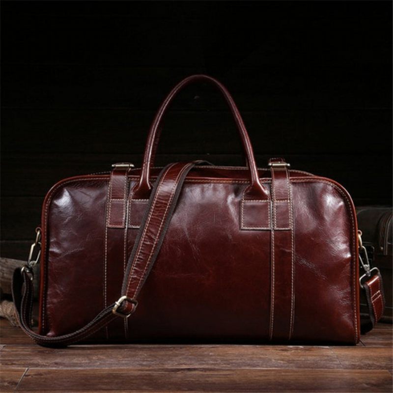 Bolsa Ombro Masculina Vintage Viagem Couro Luxo - Café