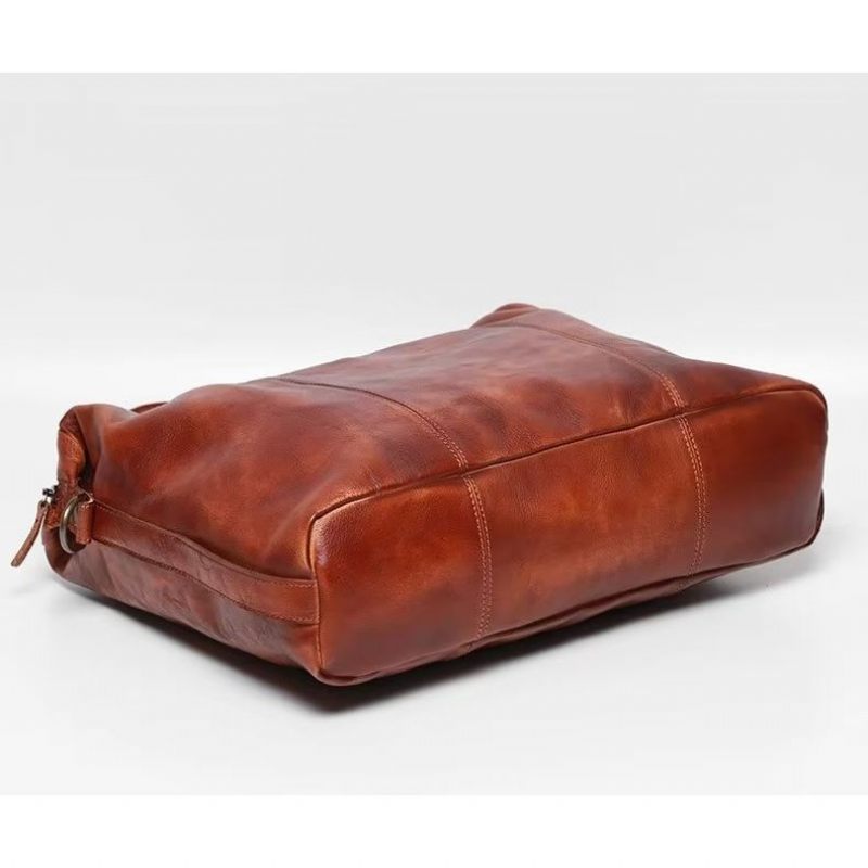 Bolsa Viagem Luxuosa Couro Vaca Masculina - Vermelho