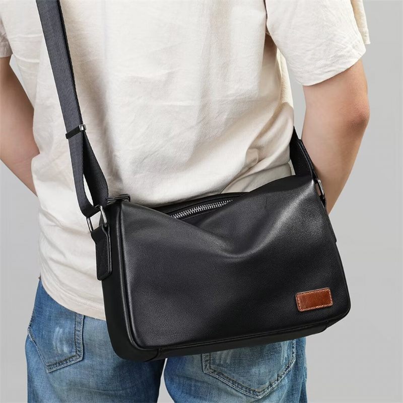 Bolsas Ombro Masculinas Bolsa Couro Triumph Da Trailblazer - Preto