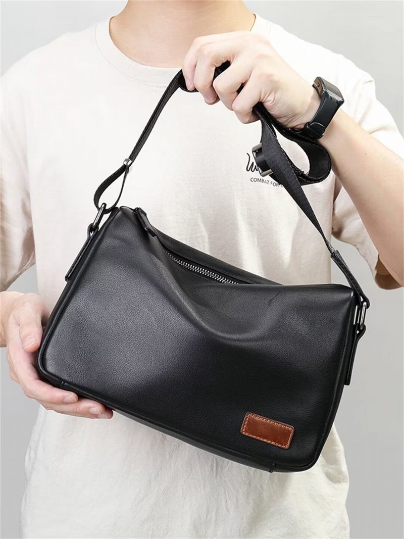 Bolsas Ombro Masculinas Bolsa Couro Triumph Da Trailblazer - Preto