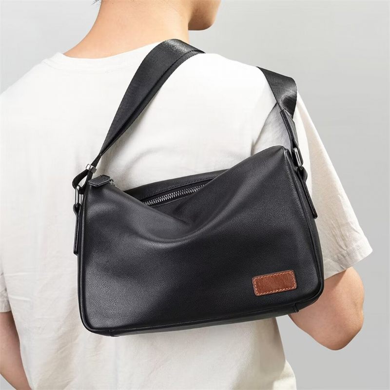 Bolsas Ombro Masculinas Bolsa Couro Triumph Da Trailblazer - Preto