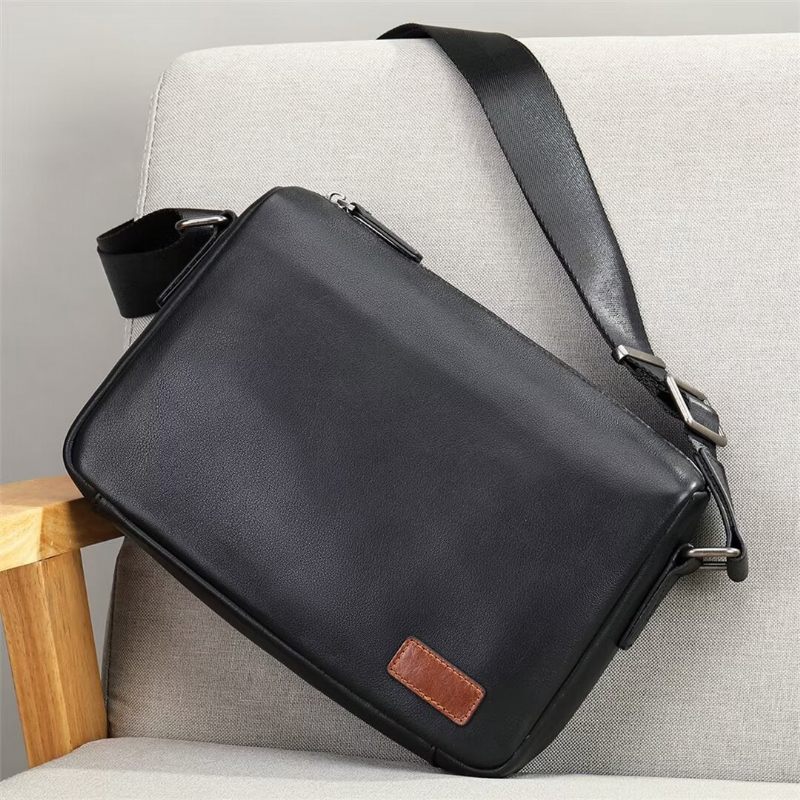 Bolsas Ombro Masculinas Bolsa Couro Triumph Da Trailblazer - Preto