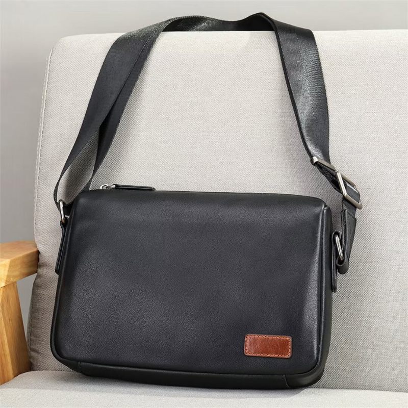 Bolsas Ombro Masculinas Bolsa Couro Triumph Da Trailblazer - Preto