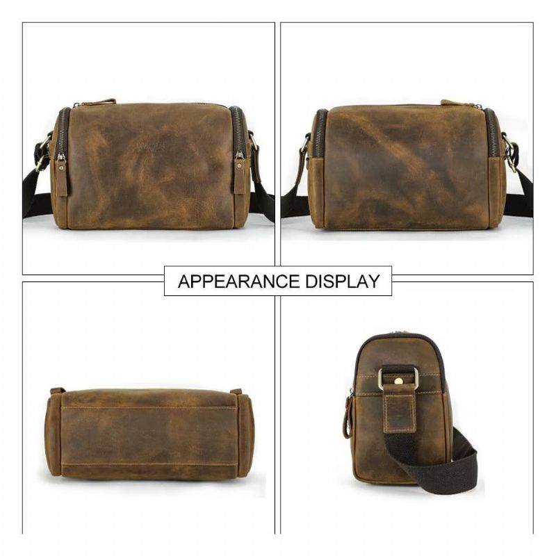 Bolsas Ombro Masculinas Bolsa Crossbody Couro Genuíno - Café