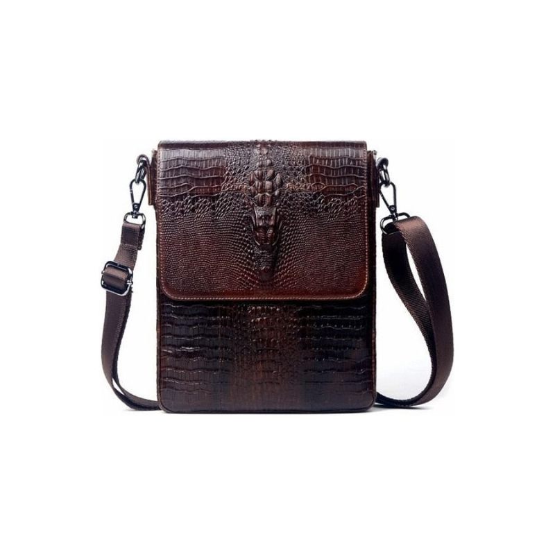 Bolsas Ombro Masculinas Bolsa Mensageiro Couro Cera Óleo - Café