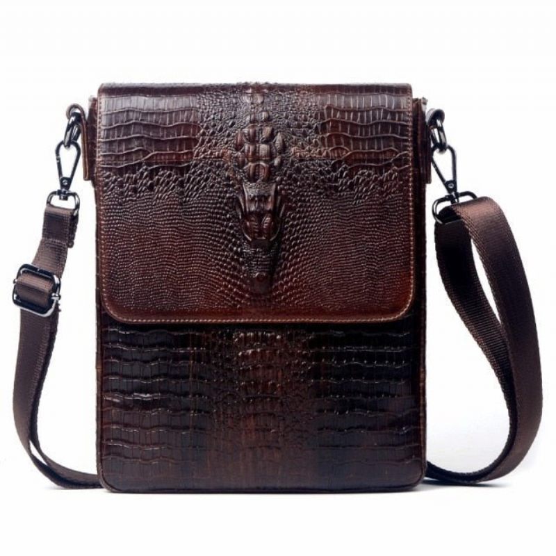 Bolsas Ombro Masculinas Bolsa Mensageiro Couro Cera Óleo - Café