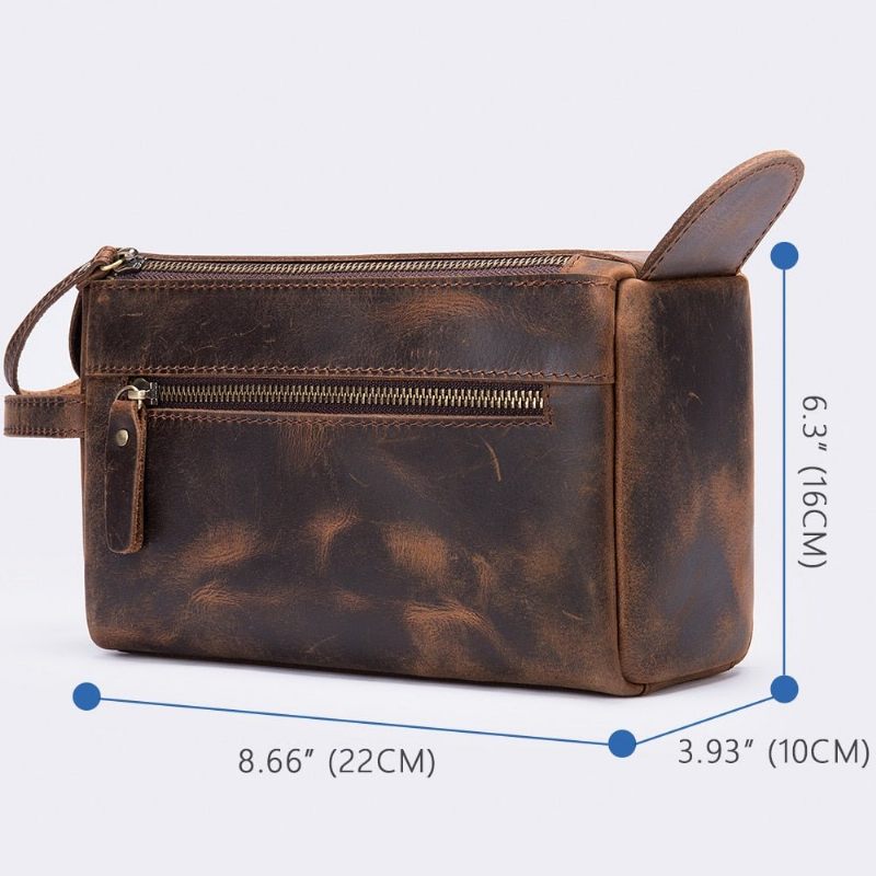 Bolsas Ombro Masculinas Com Fecho Zíper Bolsa Mensageiro Moda Higiene Pessoal - Café