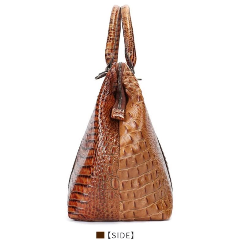 Bolsas Ombro Masculinas Couro Crocodilo Exótico Mochila Viagem - Café