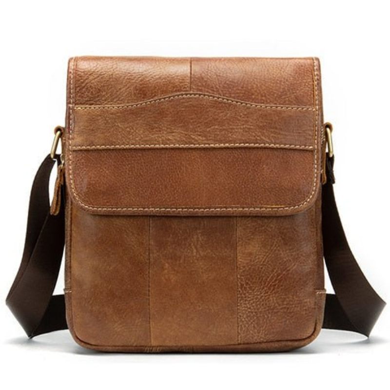 Bolsas Ombro Masculinas Couro Sólido Padrão Crossbody Bolsa Mensageiro