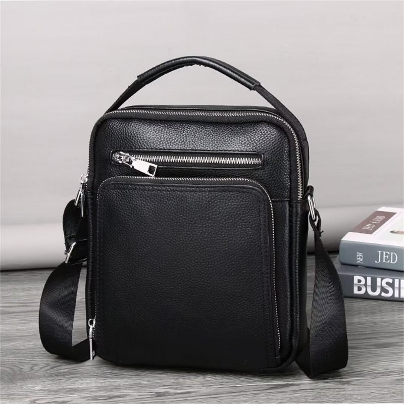 Bolsas Ombro Masculinas Estilo Soberano Breve Couro - Preto