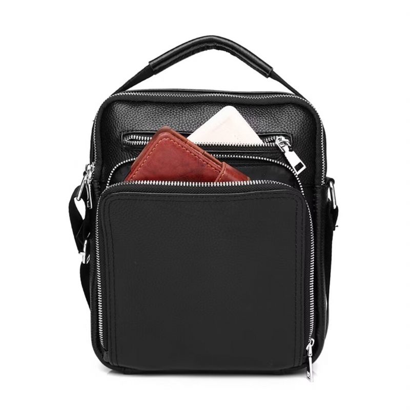 Bolsas Ombro Masculinas Estilo Soberano Breve Couro - Preto