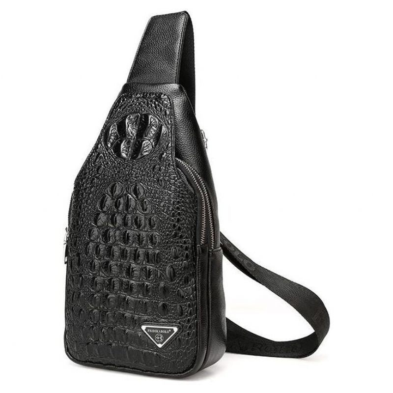 Bolsas Ombro Masculinas Exóticas Com Estampa Crocodilo E Alça Única Mochila Tipo Estilingue