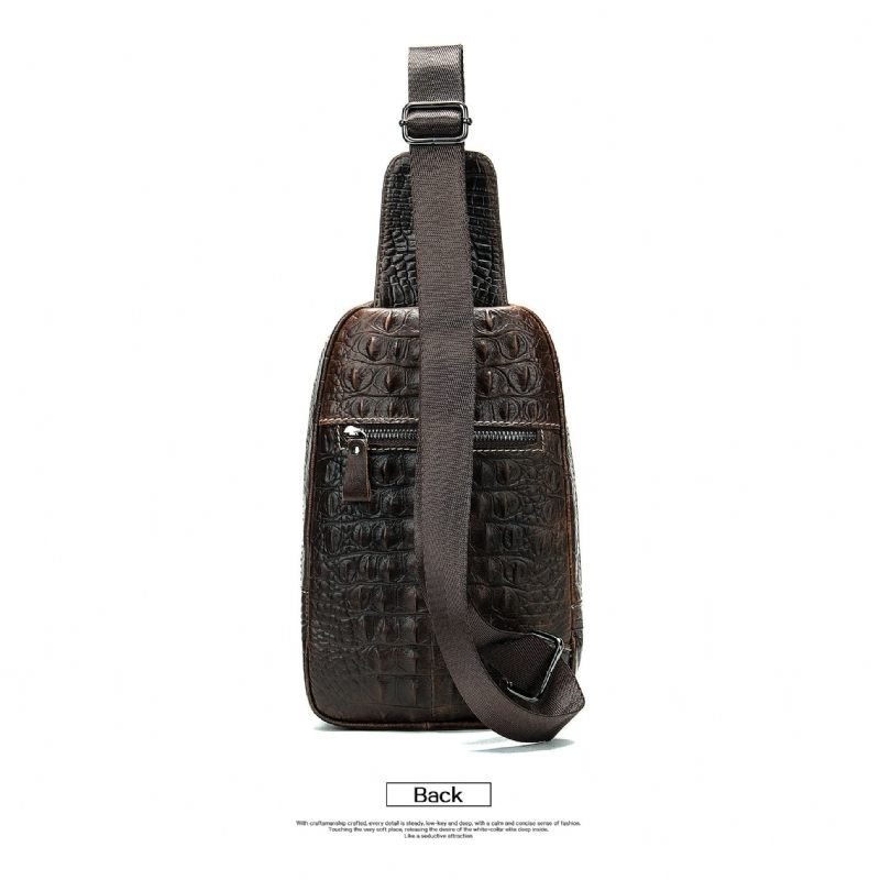 Bolsas Ombro Masculinas Luxuosas Com Padrão Jacaré Couro Crossbody Bolsa Mensageiro - Café