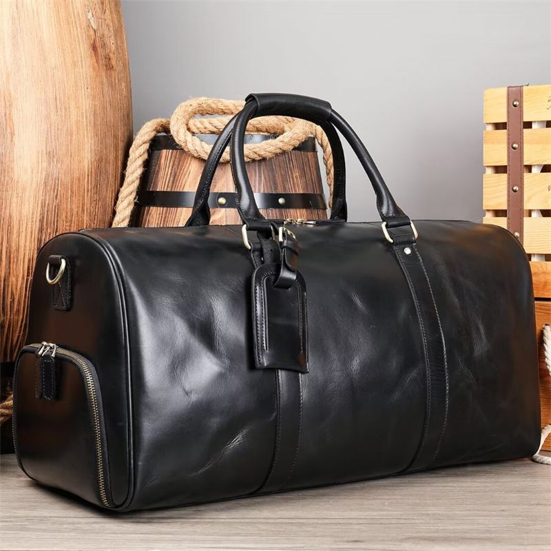 Bolsas Ombro Masculinas Luxuosas Em Couro Casual Tote - Preto