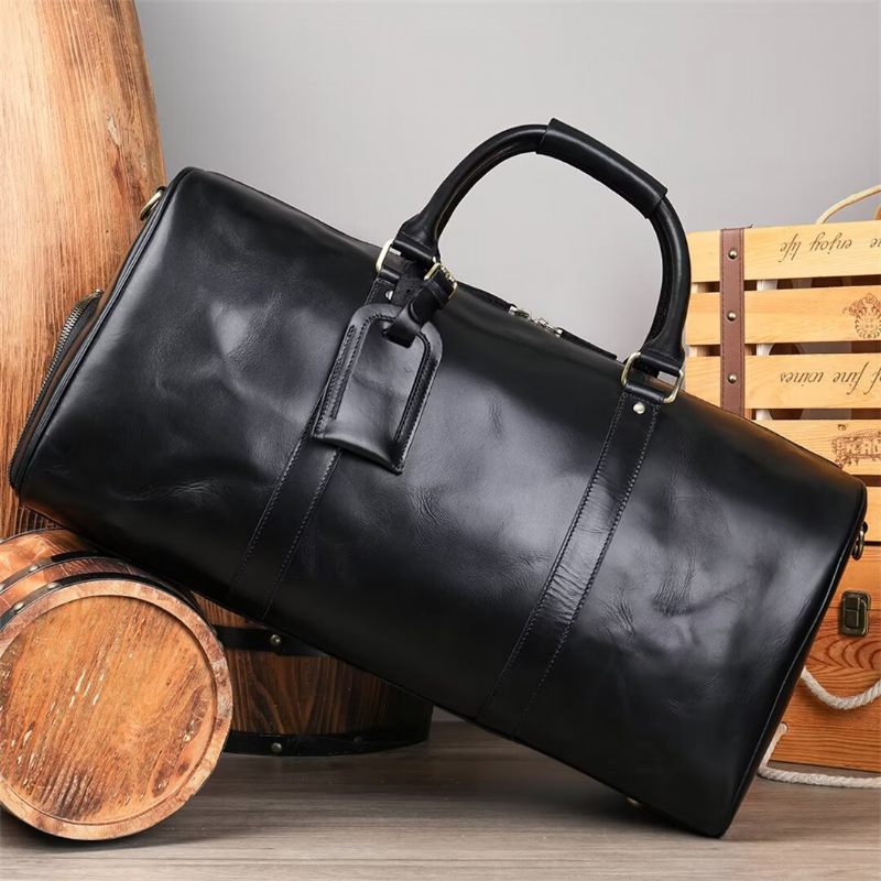 Bolsas Ombro Masculinas Luxuosas Em Couro Casual Tote - Preto