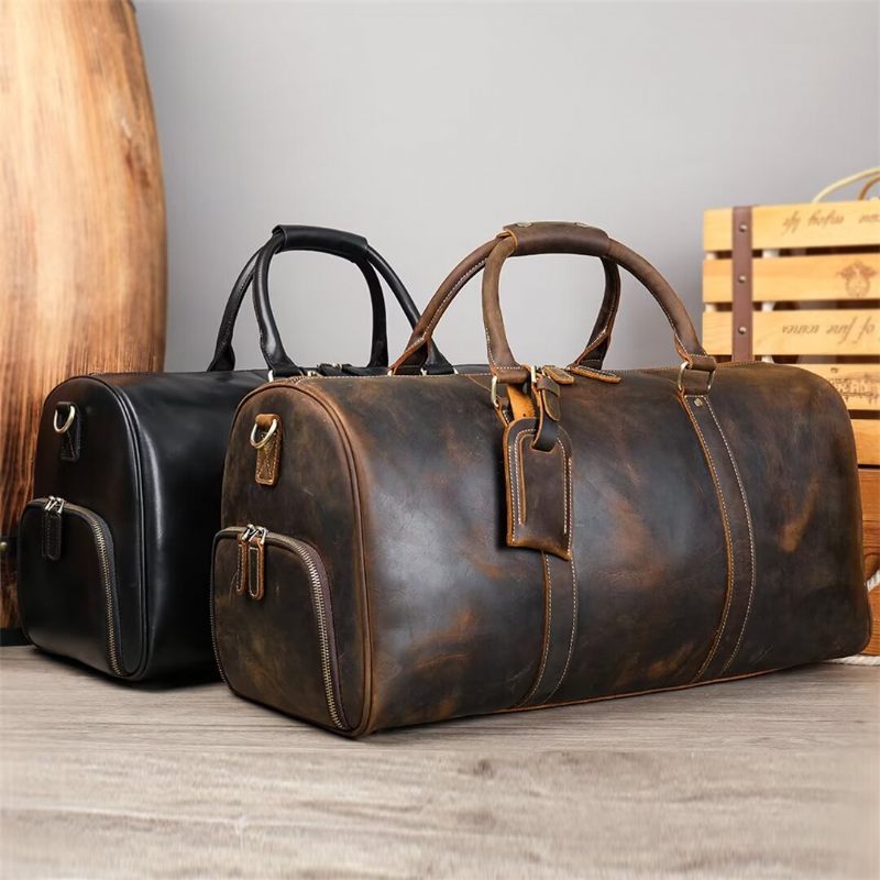 Bolsas Ombro Masculinas Luxuosas Em Couro Casual Tote - Preto