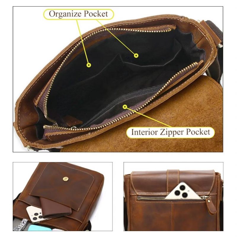 Bolsas Ombro Masculinas Noble Commuter Leather Tote - Café