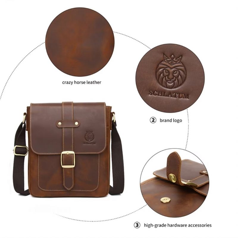 Bolsas Ombro Masculinas Noble Commuter Leather Tote - Café