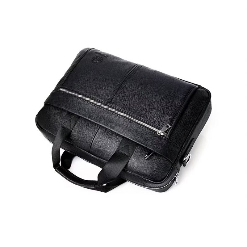 Bolsas Ombro Masculinas Organizador Quadrado Couro Luxo - Preto