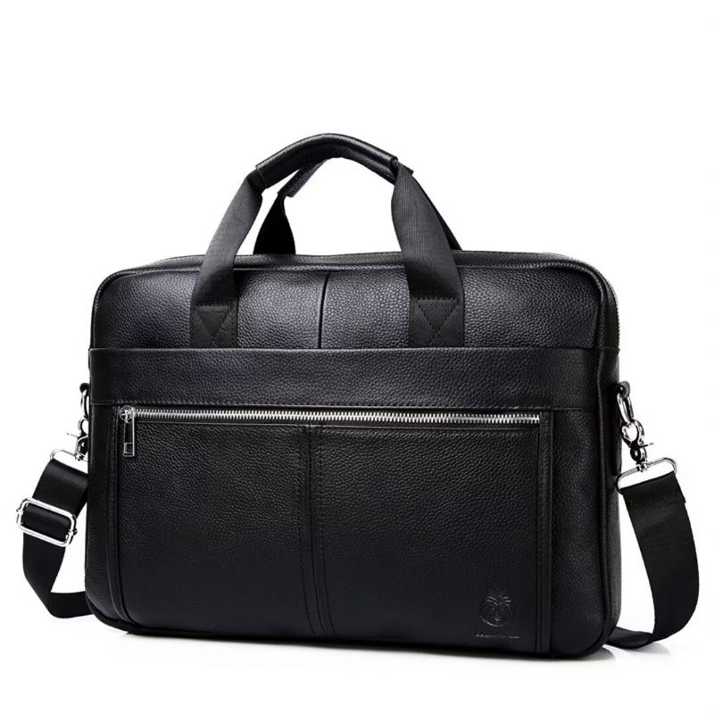 Bolsas Ombro Masculinas Organizador Quadrado Couro Luxo - Preto